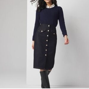 Button-Front Denim Skirt
